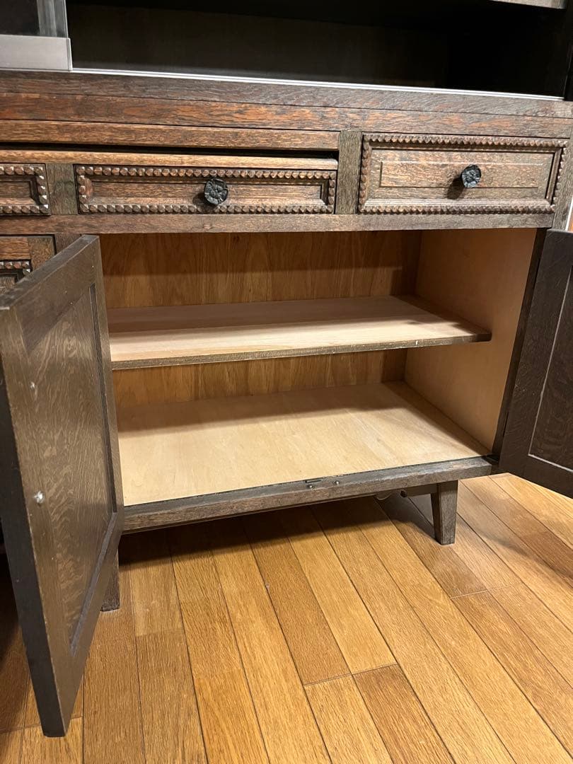 【年始までの出品】木製カップボード 飾り棚 大型 食器棚 ヴィンテージ