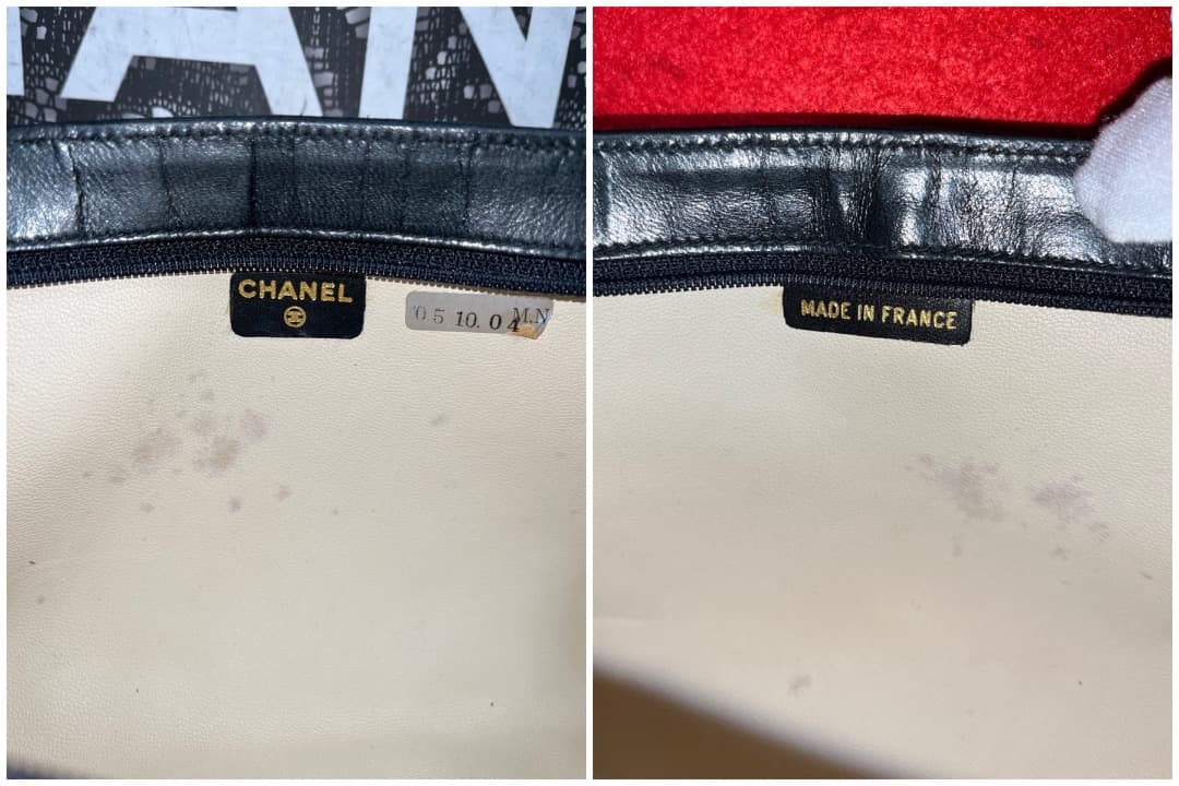 極上美品 シャネル CHANEL CC ポーチ ラムスキン ブラック 183