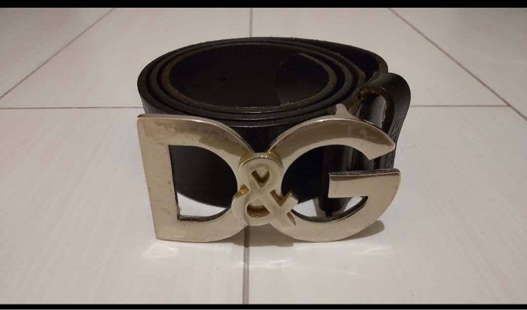 D&G ロゴバックル 黒レザーベルト