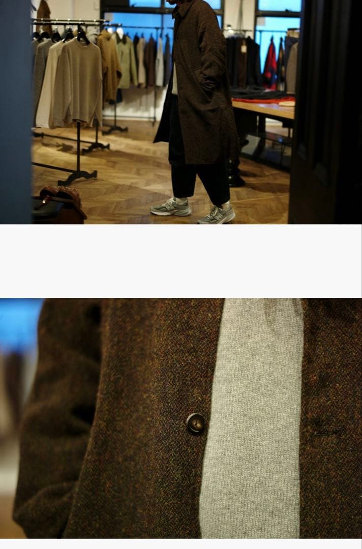 CHEZ VIDALENC ボビコート ハリスツイード ブラウン　サイズ2