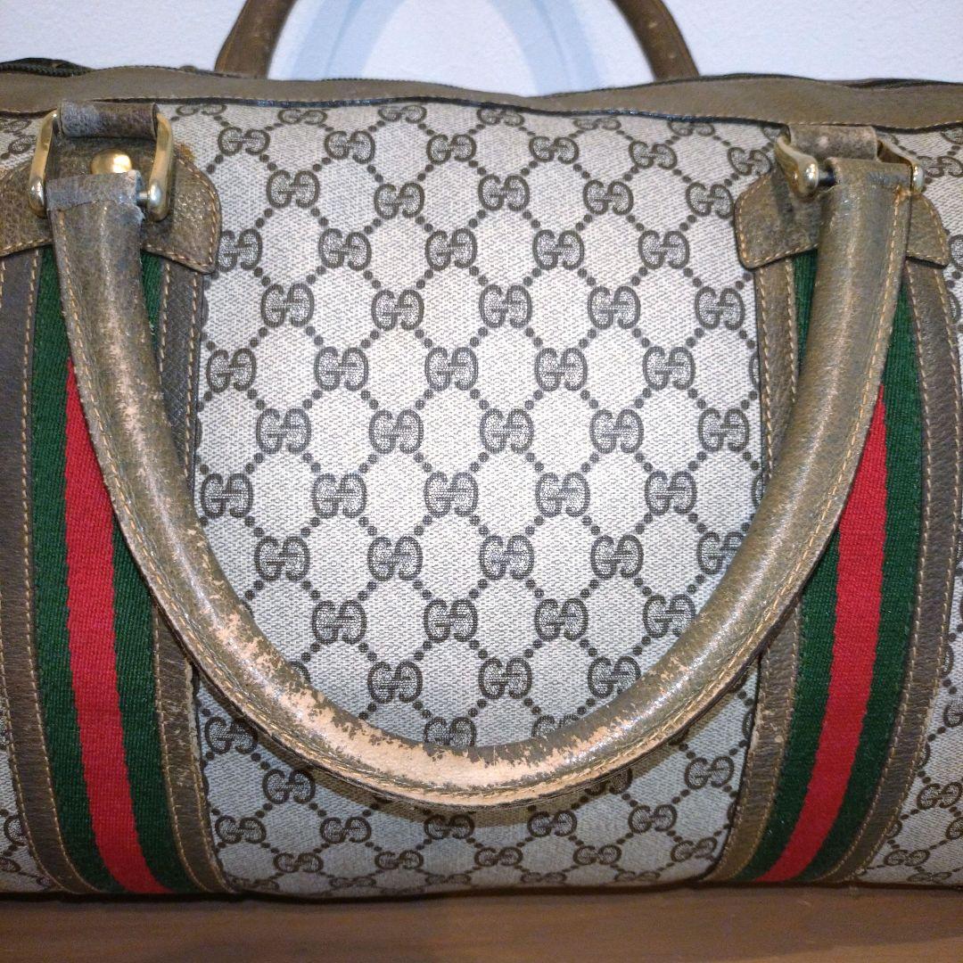 k*読様 ​【ヴィンテージ】オールドグッチ ボストン GG柄 シェリーライン G