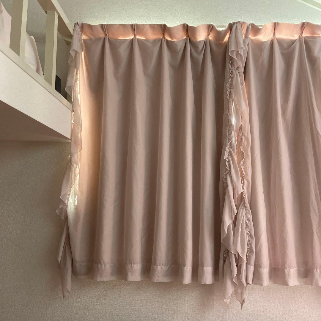Francfrancフリル×ラメリアダブルカーテンH1350×W1000 ×2枚