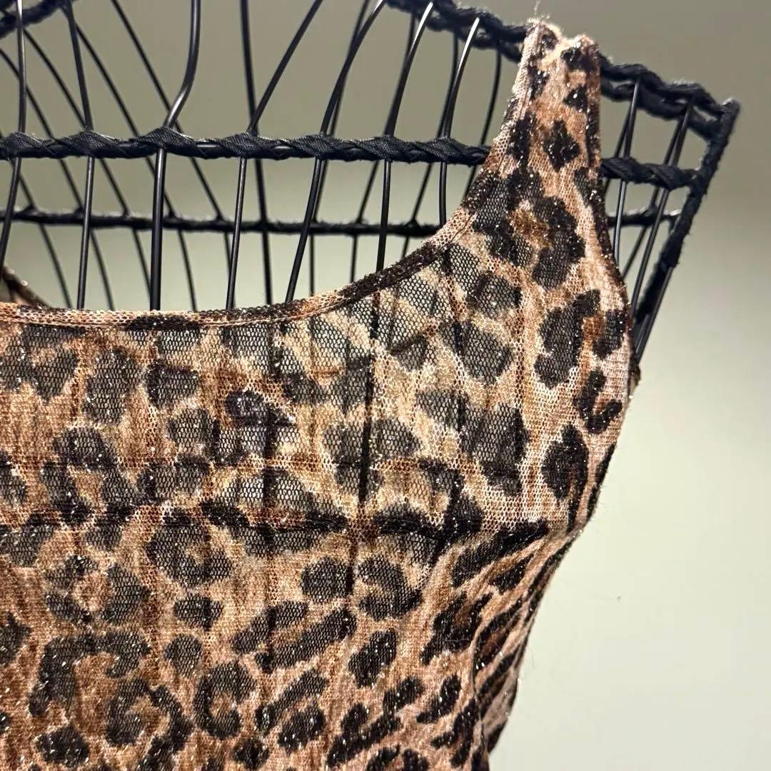 D&G 透け感 ラメヒョウ柄 ノースリーブトップス