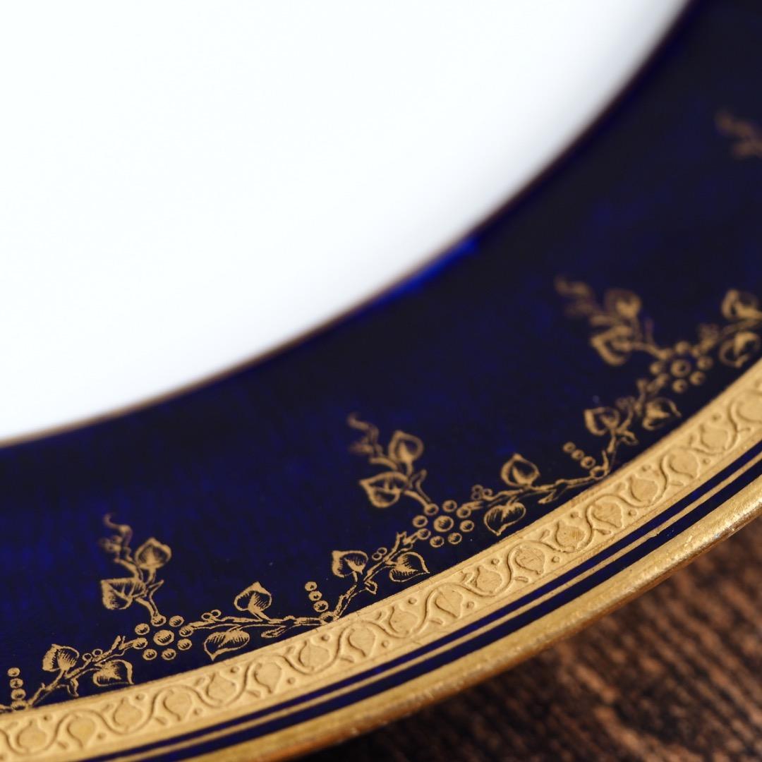 コウルドン 藍地金彩花柄文ディナープレート N83B / Cauldon 皿