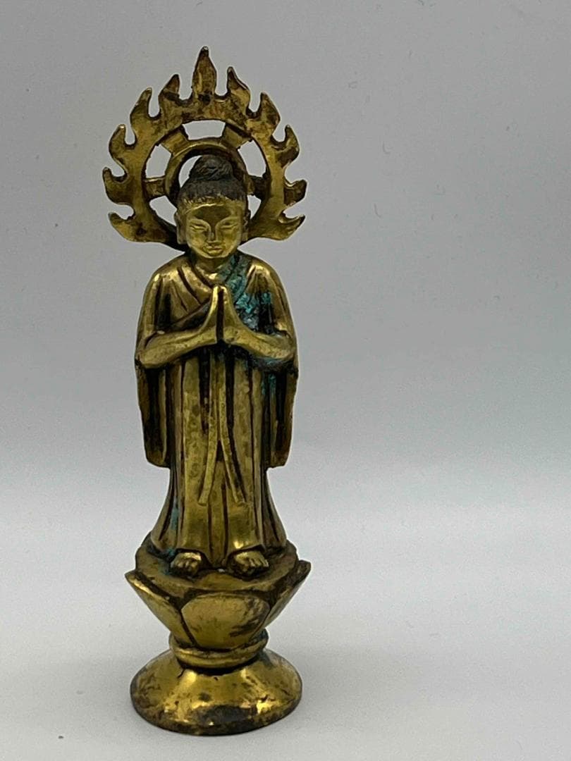 北魏時代 金銅観音菩薩立像　铜鎏金 金銅仏　唐物　仏教用品　仏像(B-104③)