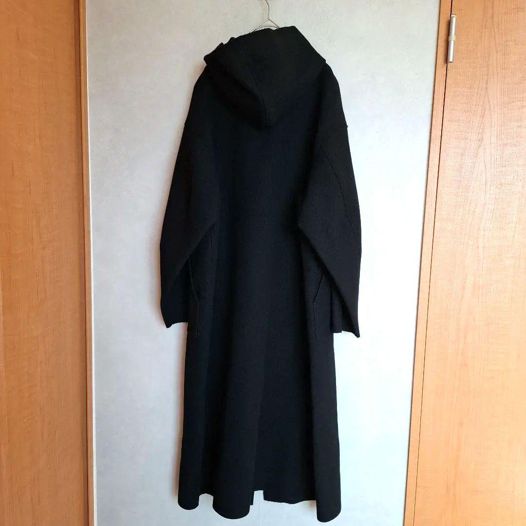 HYKE メルトンフーデットコート　ブラック