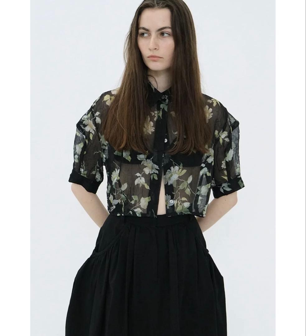 トップス clane SHEER FLOWER SHORT SLEEVE SHIRTS