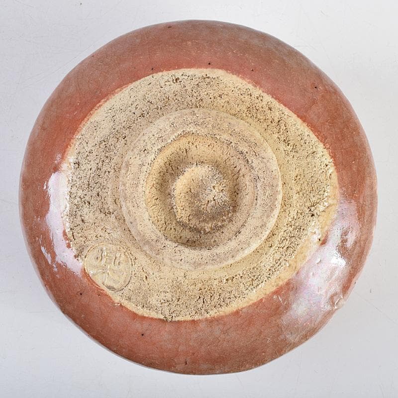 茶道具　十二代楽吉佐衛門　弘入作　立鶴絵付　赤楽茶碗　書付箱　M　R9346