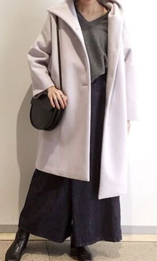 ビアズリー 定価5.8万円 防風フーディーウールコート ライトグレー ゆったり