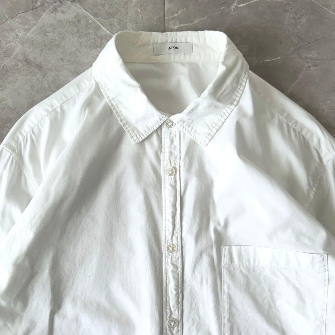 ATON 2023AW レギュラーカラーシャツ ホワイト サイズM 04 大きめ