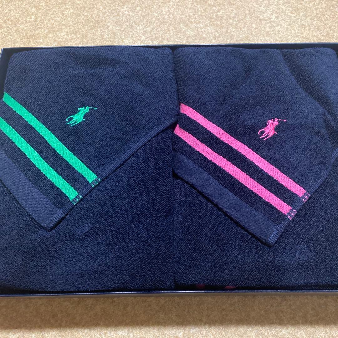 Ralph Laurenダブルストライプバスタオル２枚セット