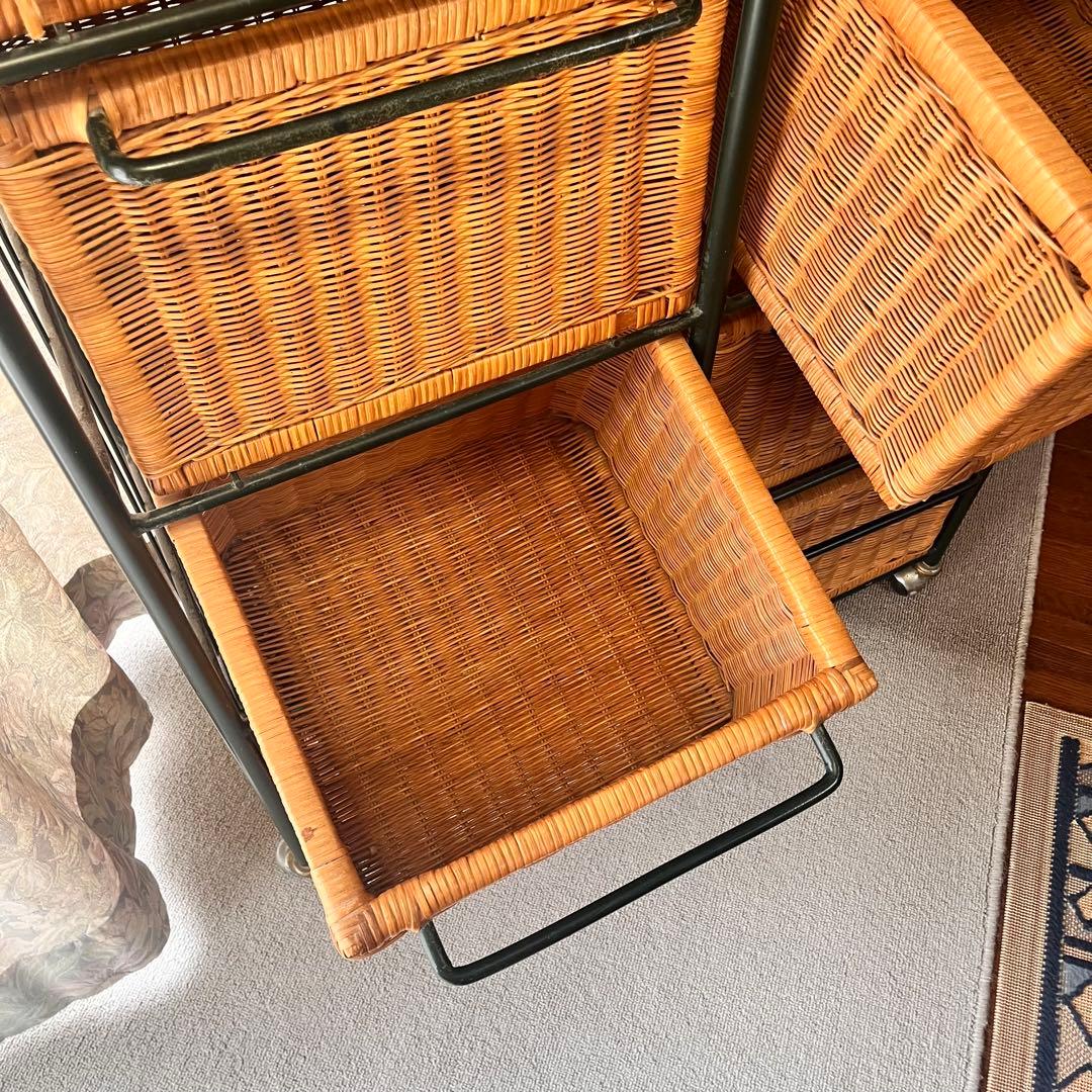 ヴィンテージ　ラタン　チェスト　アイアンフレーム　キャビネット