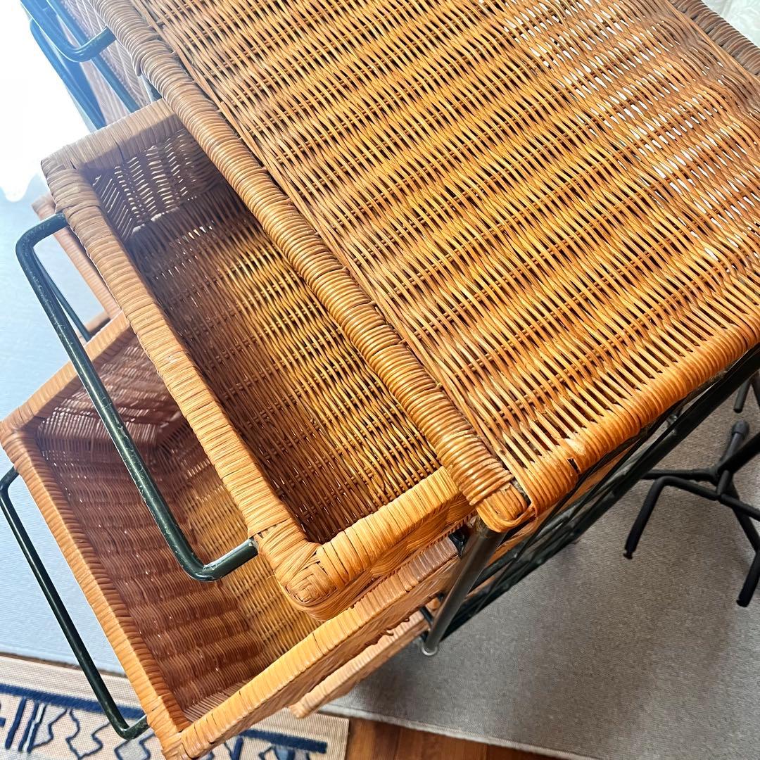 ヴィンテージ　ラタン　チェスト　アイアンフレーム　キャビネット