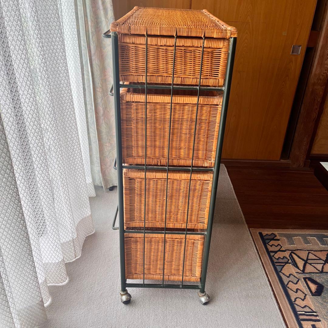 ヴィンテージ　ラタン　チェスト　アイアンフレーム　キャビネット