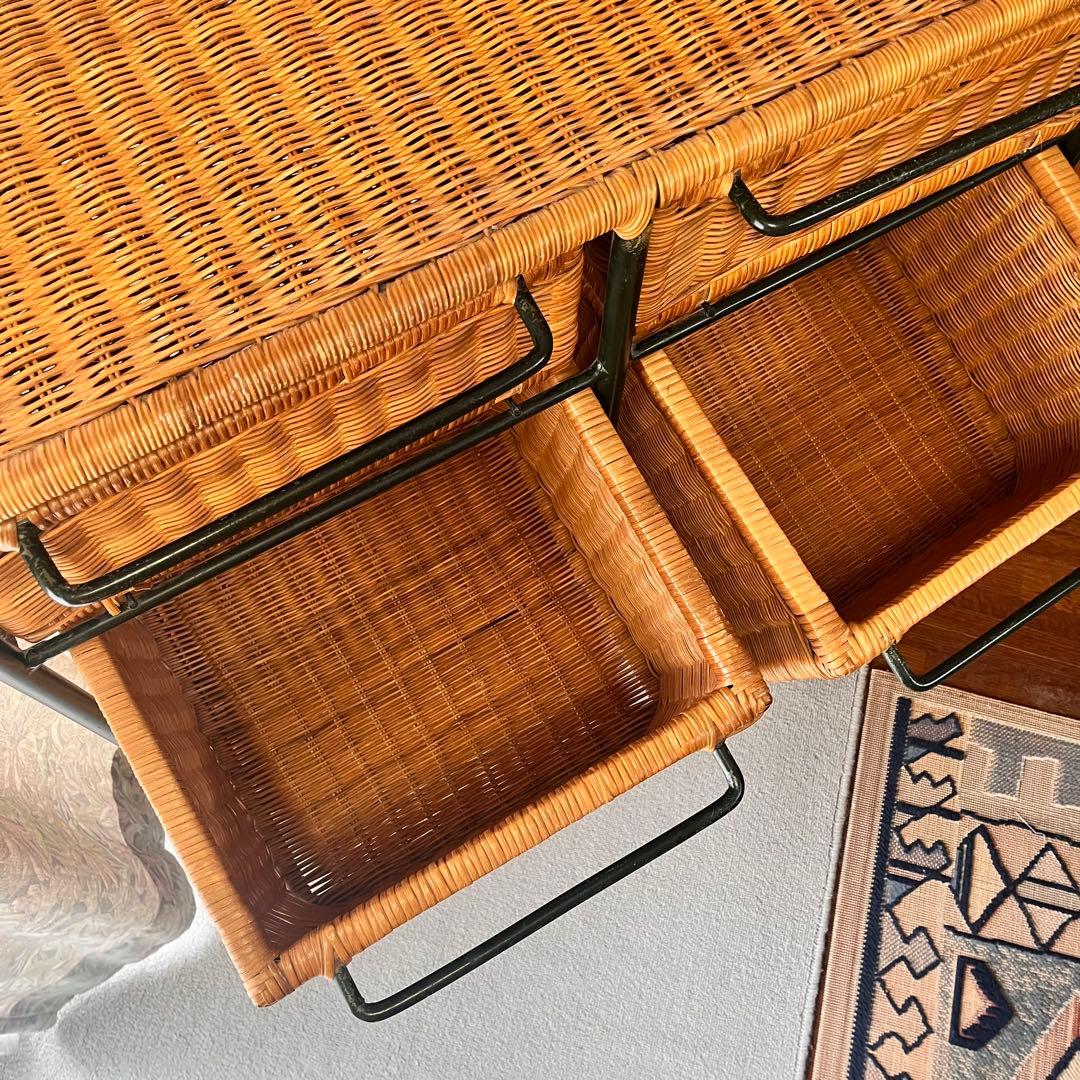 ヴィンテージ　ラタン　チェスト　アイアンフレーム　キャビネット