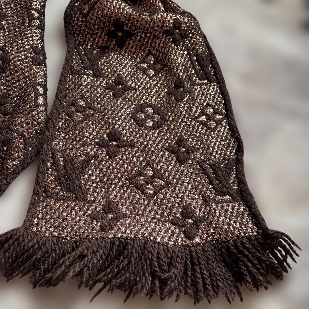 LOUIS VUITTON ブラウン マフラー フリンジ付き