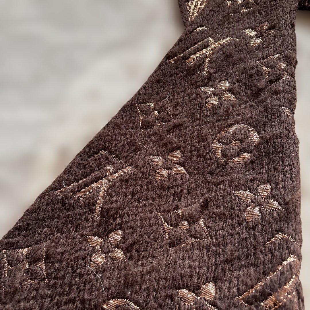 LOUIS VUITTON ブラウン マフラー フリンジ付き