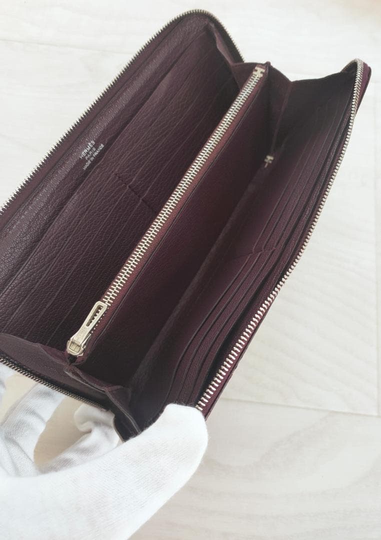 エルメスHermes　アザップ　オールレザー　クラッシック　紫　シェーブル　箱付