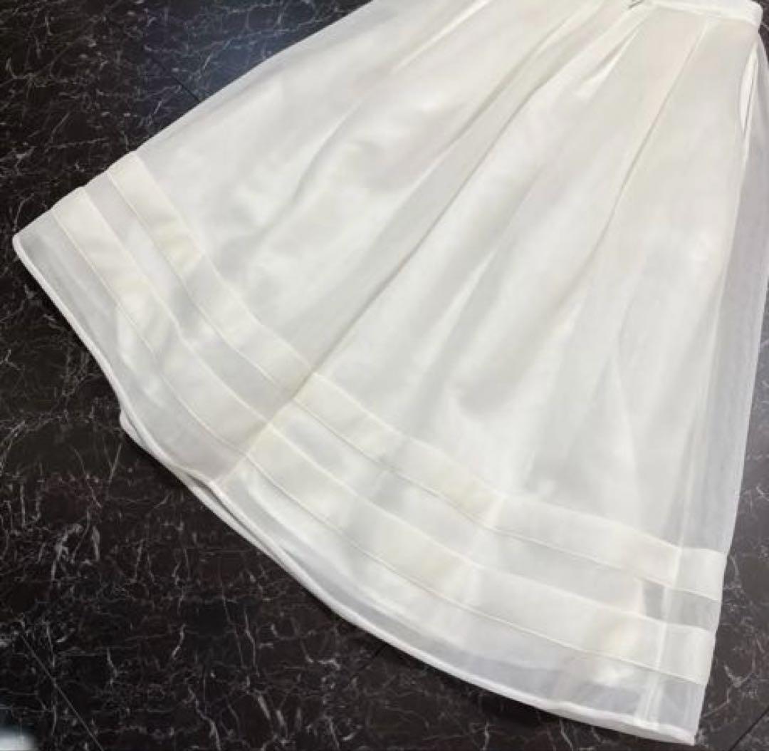 ツルバイマリコオイカワ 3D スカート 32 ホワイト XS フレア ロング 春