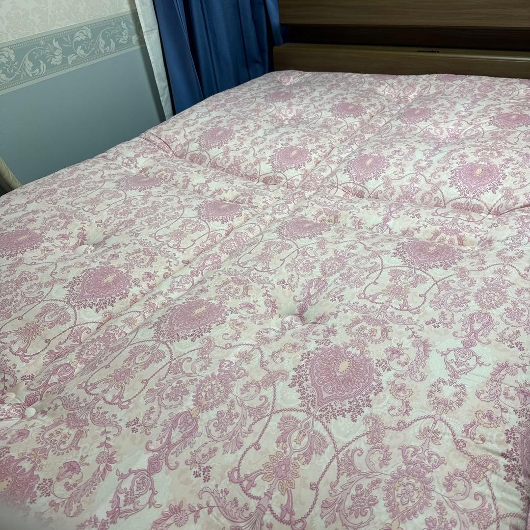 ロマンス小杉 羊毛 合繊敷き布団　⭐️ピンク ダブルロングサイズ　 フランスウール