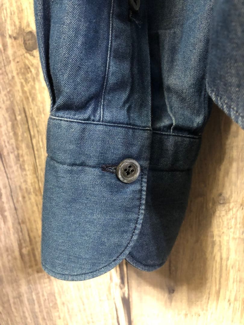 新作 フィナモレ MANUEL ワンピースカラー インディゴ デニムシャツ 38