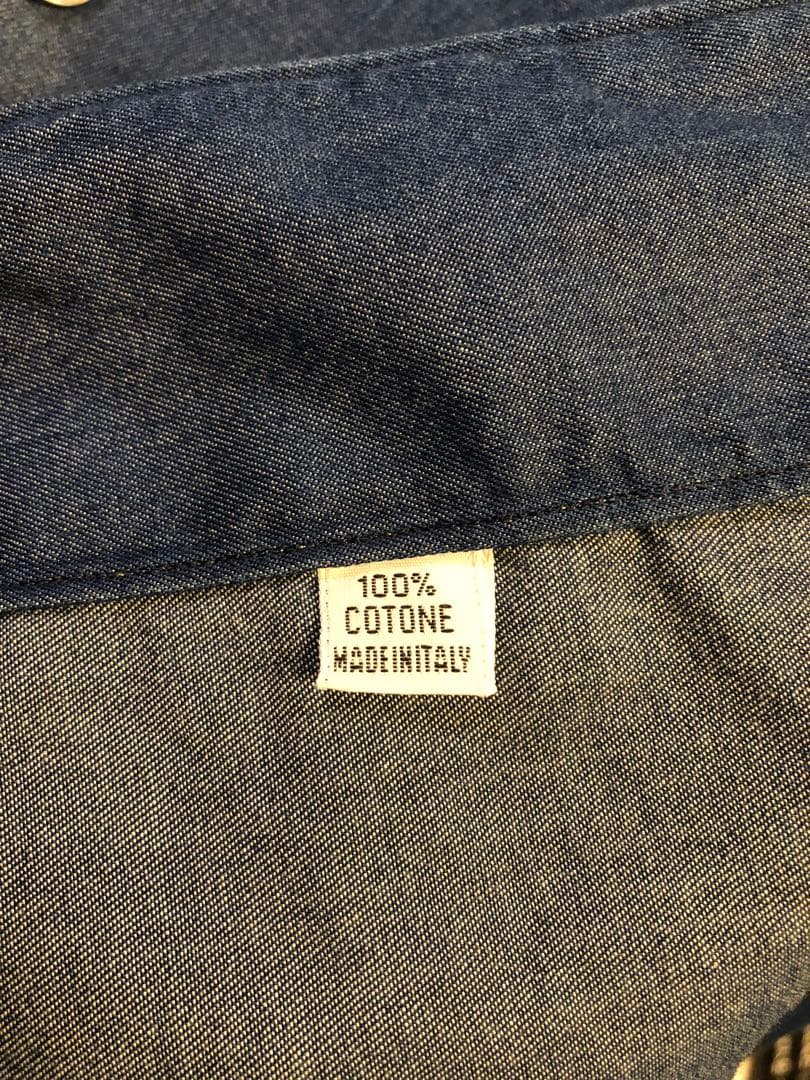 新作 フィナモレ MANUEL ワンピースカラー インディゴ デニムシャツ 38