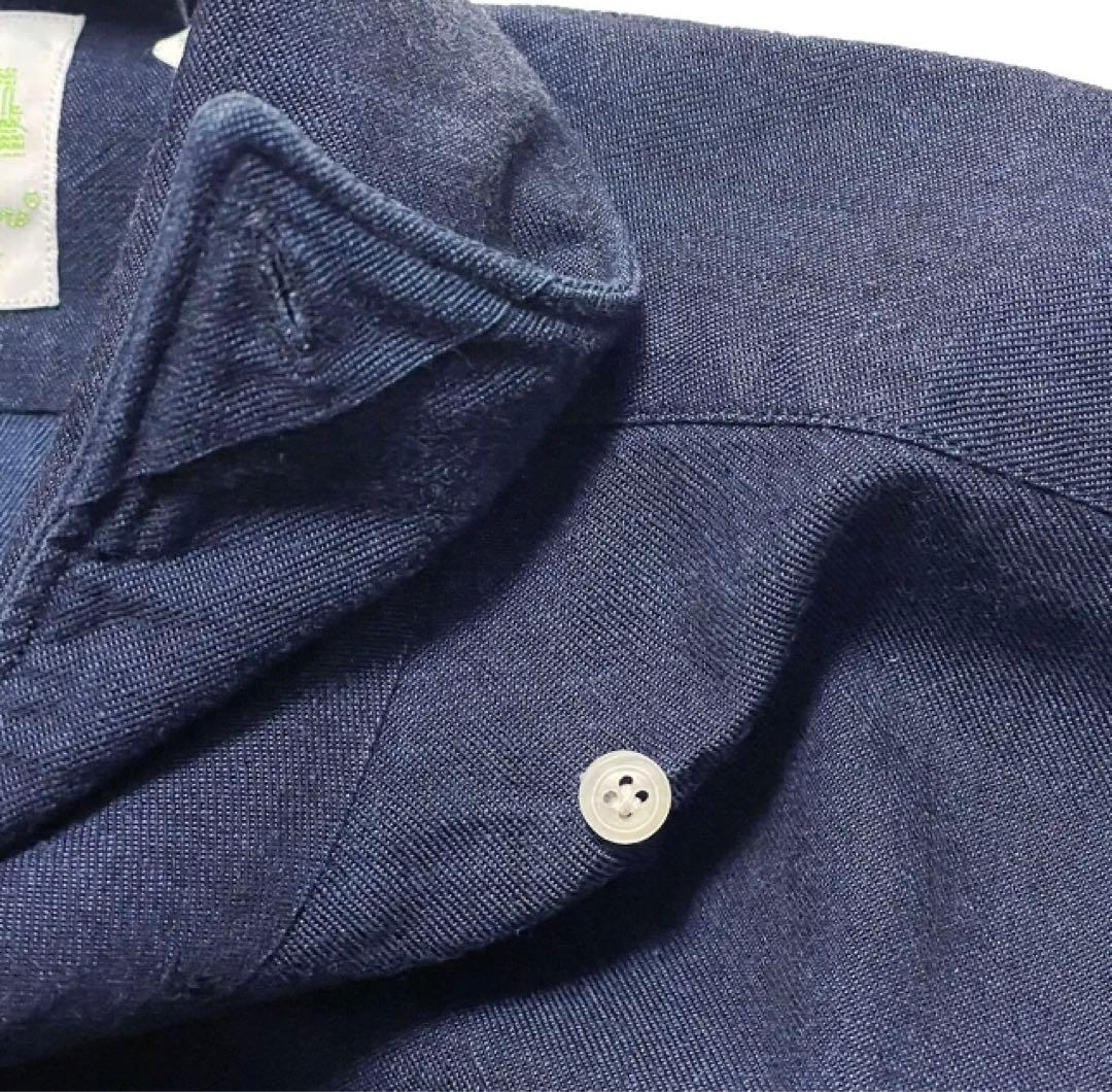 新作 フィナモレ MANUEL ワンピースカラー インディゴ デニムシャツ 38