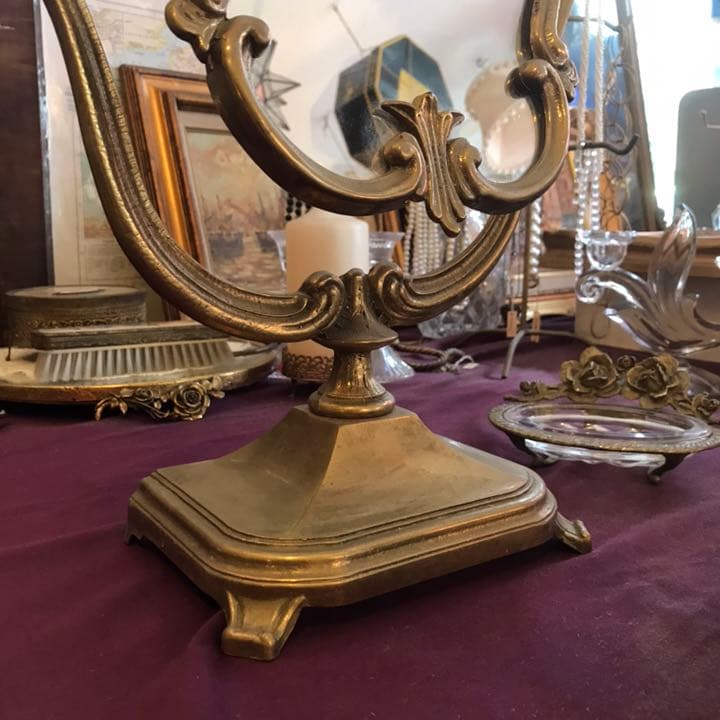 豪華BIG ！40s～50s アメリカアンティーク真鍮鏡ミラーUSA/フランス