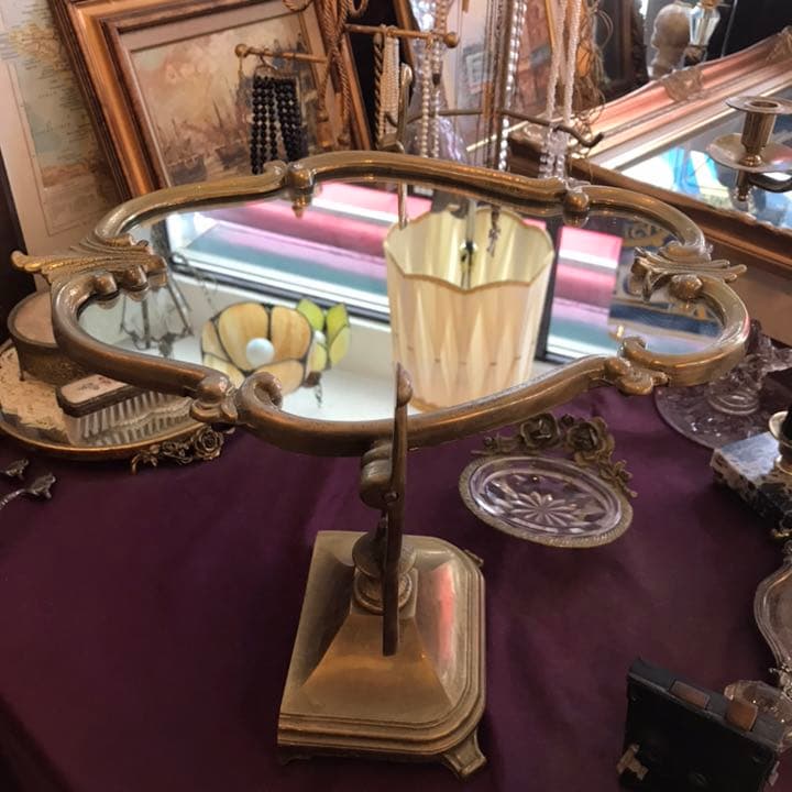 豪華BIG ！40s～50s アメリカアンティーク真鍮鏡ミラーUSA/フランス