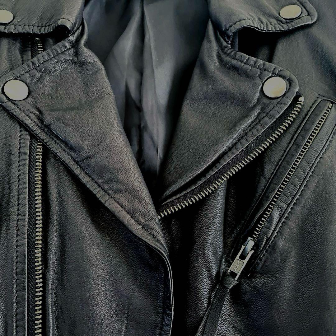 Haruf柔らか山羊革　ブラック レザーライダースジャケットL