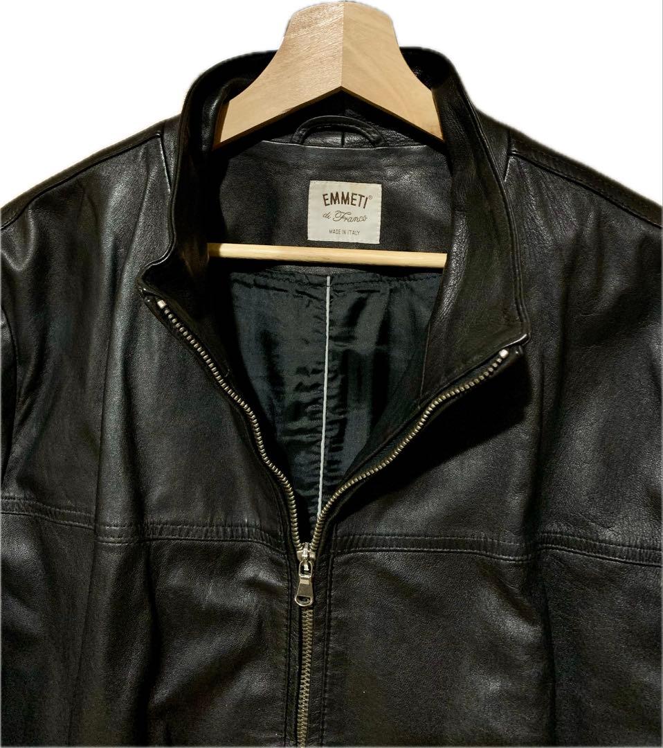 EMMETI エンメティ ブラックラムレザージャケット ライダース L