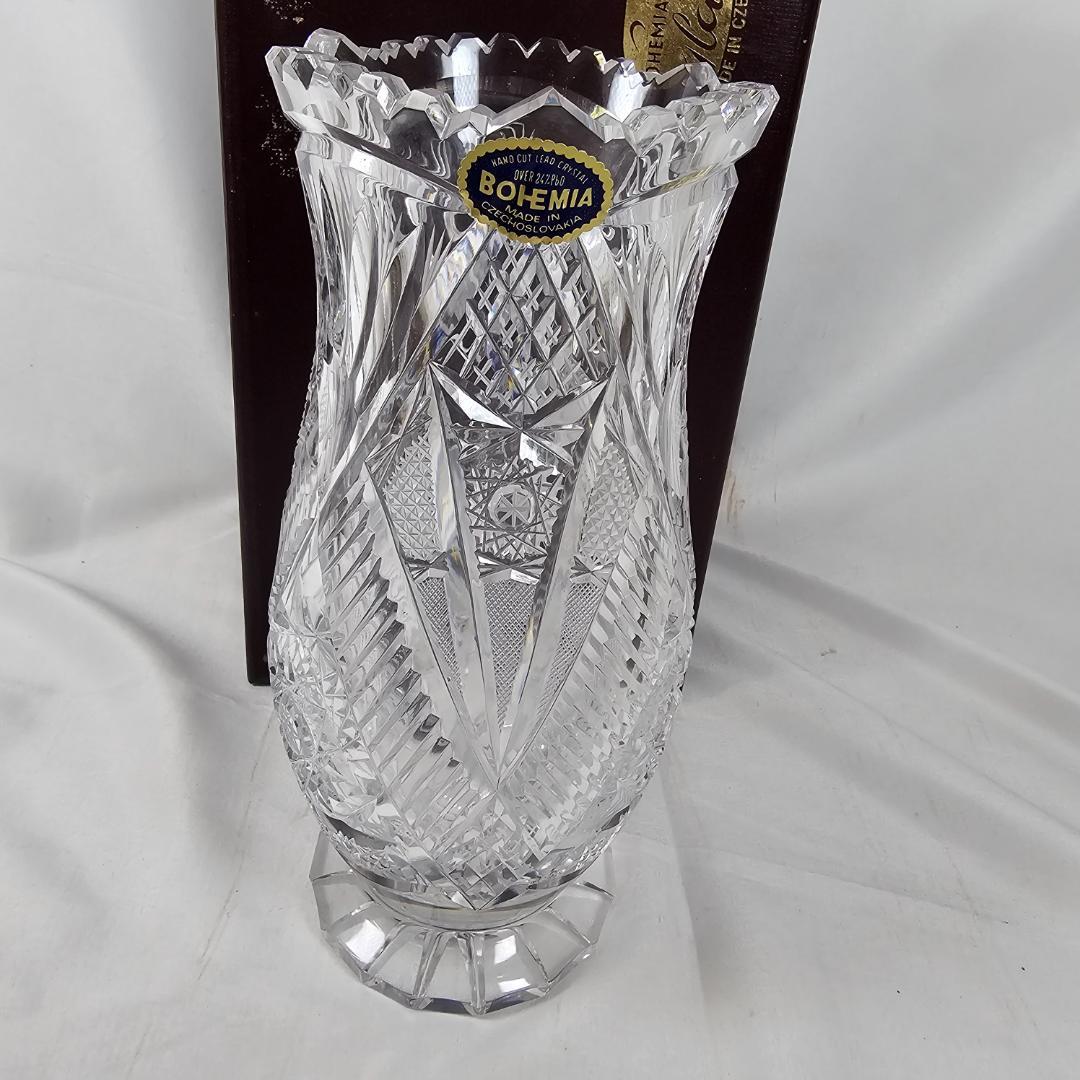 入手困難✨ボヘミアガラス フラワーベース 花瓶 レトロ 希少