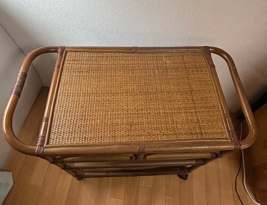 ラタン　引き出し付きワゴン　キャスター付き KOIZUMI キッチンワゴン