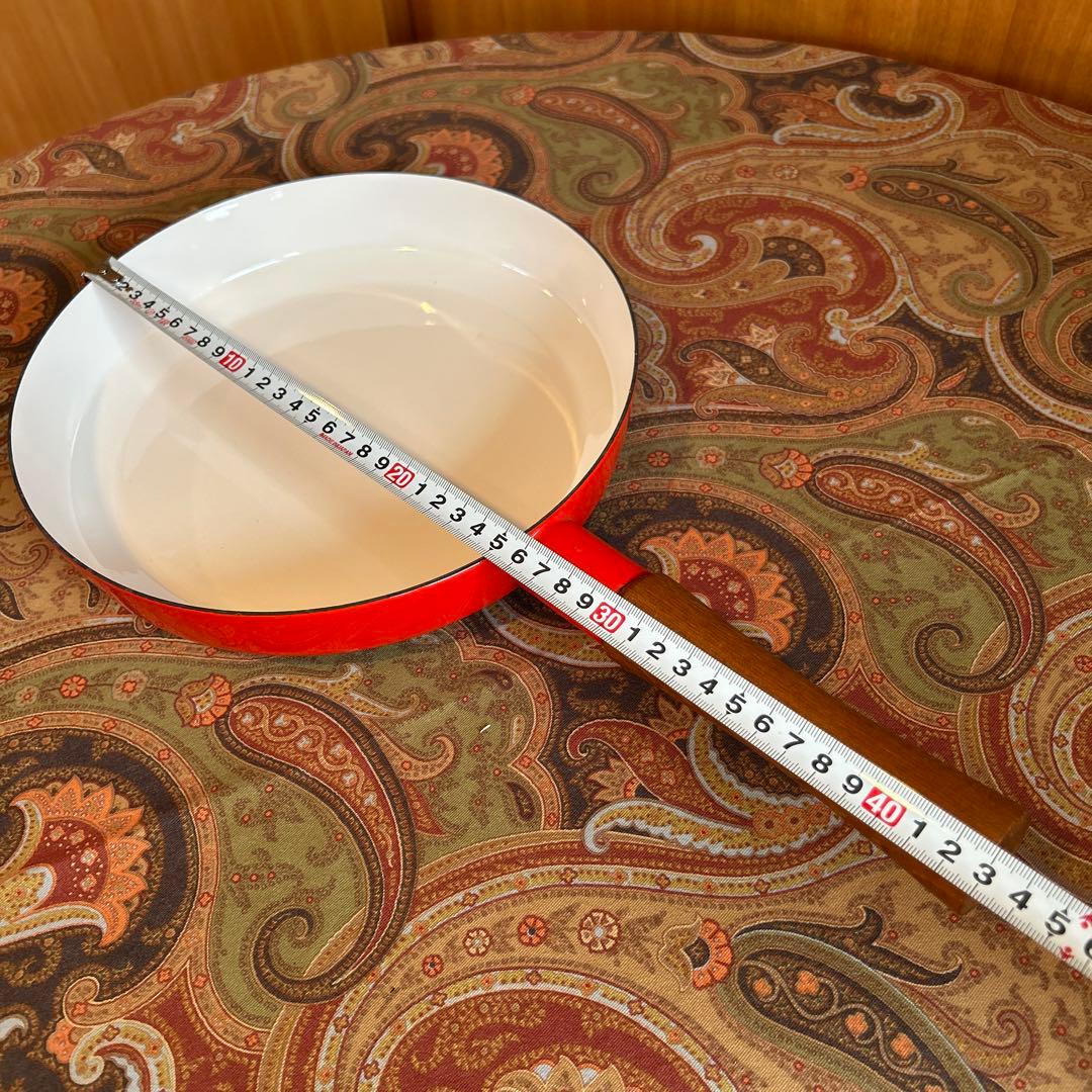 170◆DANSK フライパン25cm 赤いホーロー　ヴィンテージ