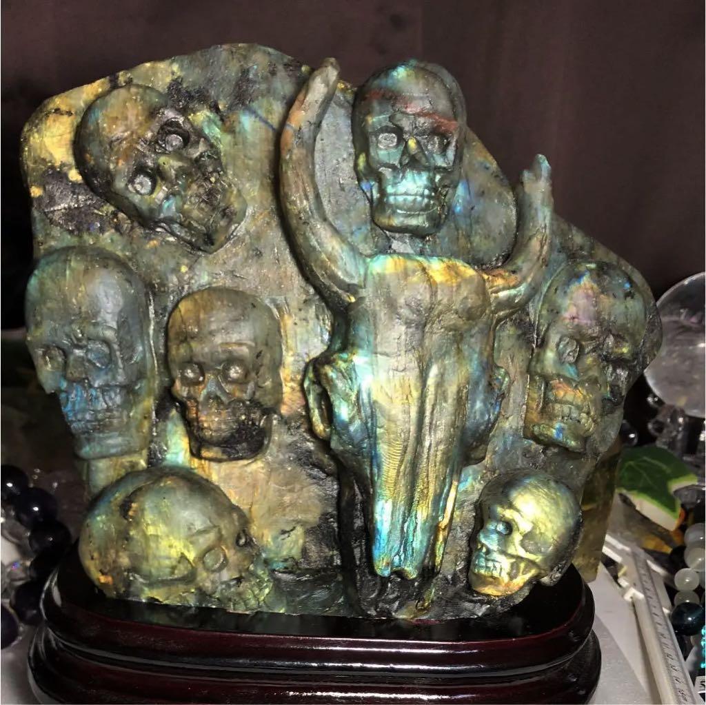 スーパーセール 大型ラブラドライト 彫刻 置物