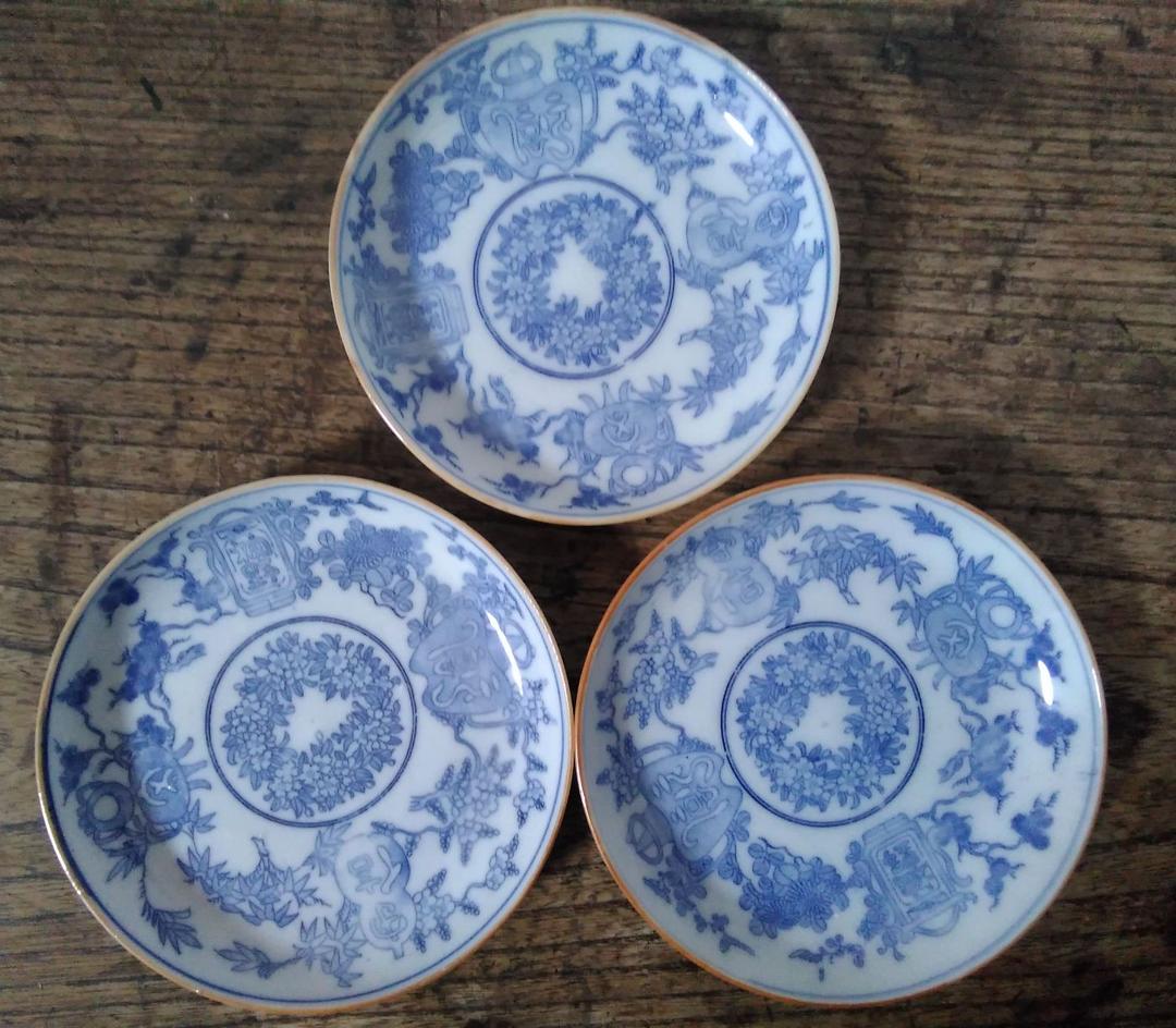 3枚ご成約済【5枚】明治期　印判小皿【骨董　小皿】