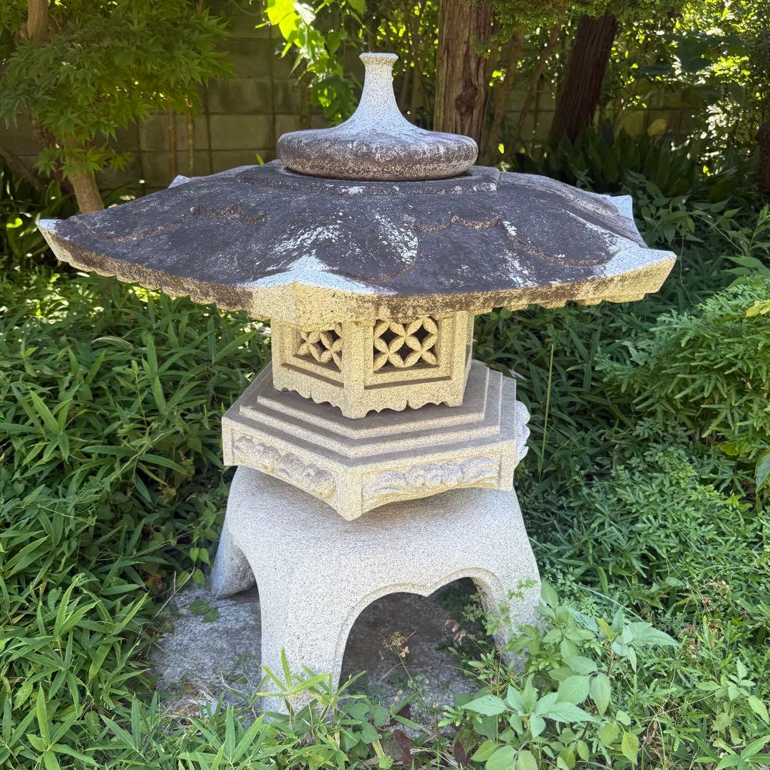 【お引き取り限定】灯篭 2個 たぬき 置物 石