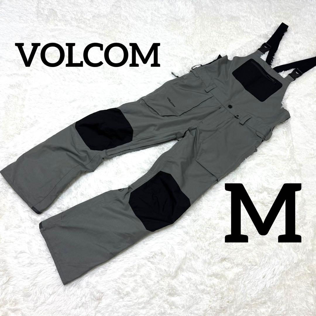 美品 ボルコム スノーボード ビブパンツ グレー M【E-52】