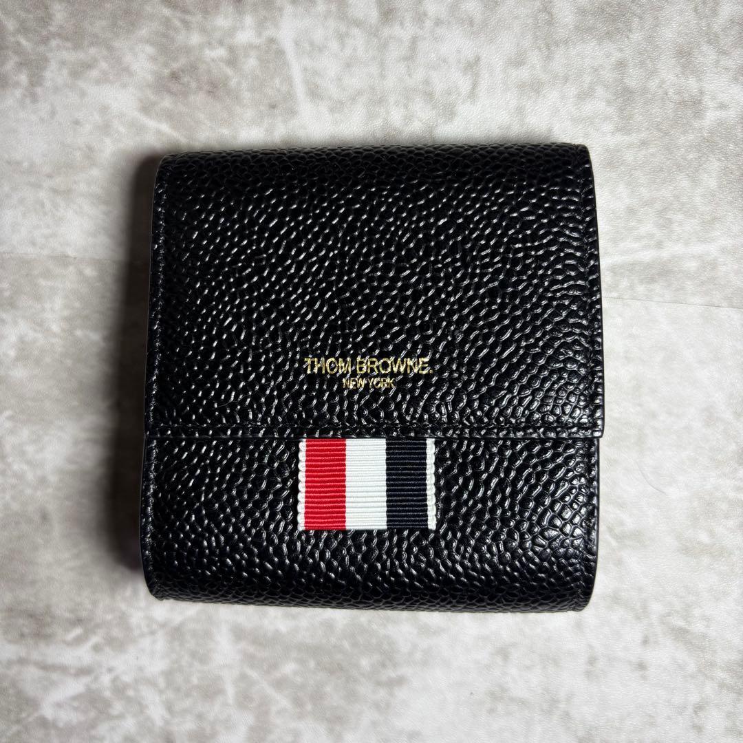 I147 未使用品✨トムブラウン　ケース　財布　コンパクト　レザー　黒