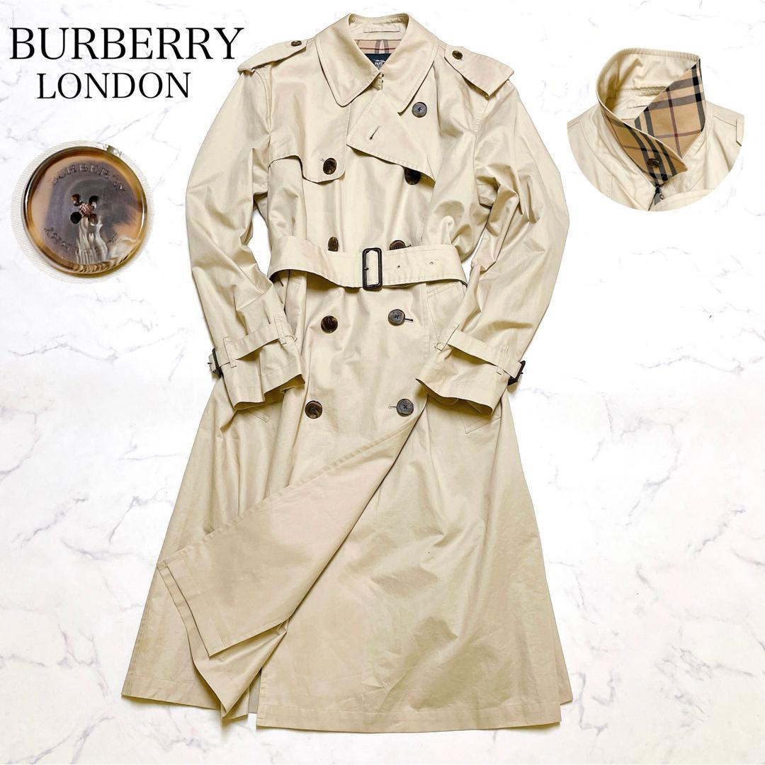 バーバリーロンドン トレンチロングコート ベルト ノバチェック 42 XL