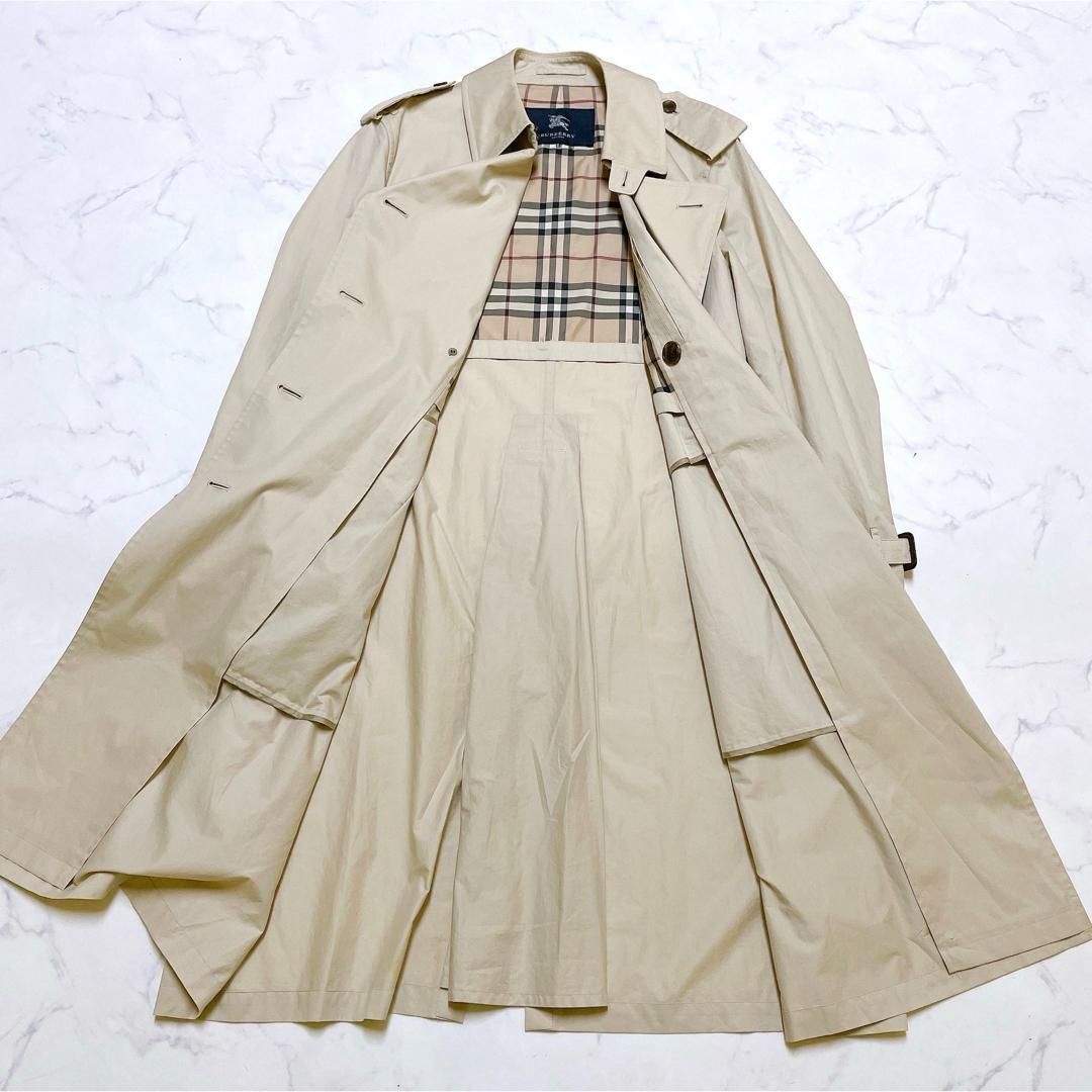 バーバリーロンドン トレンチロングコート ベルト ノバチェック 42 XL