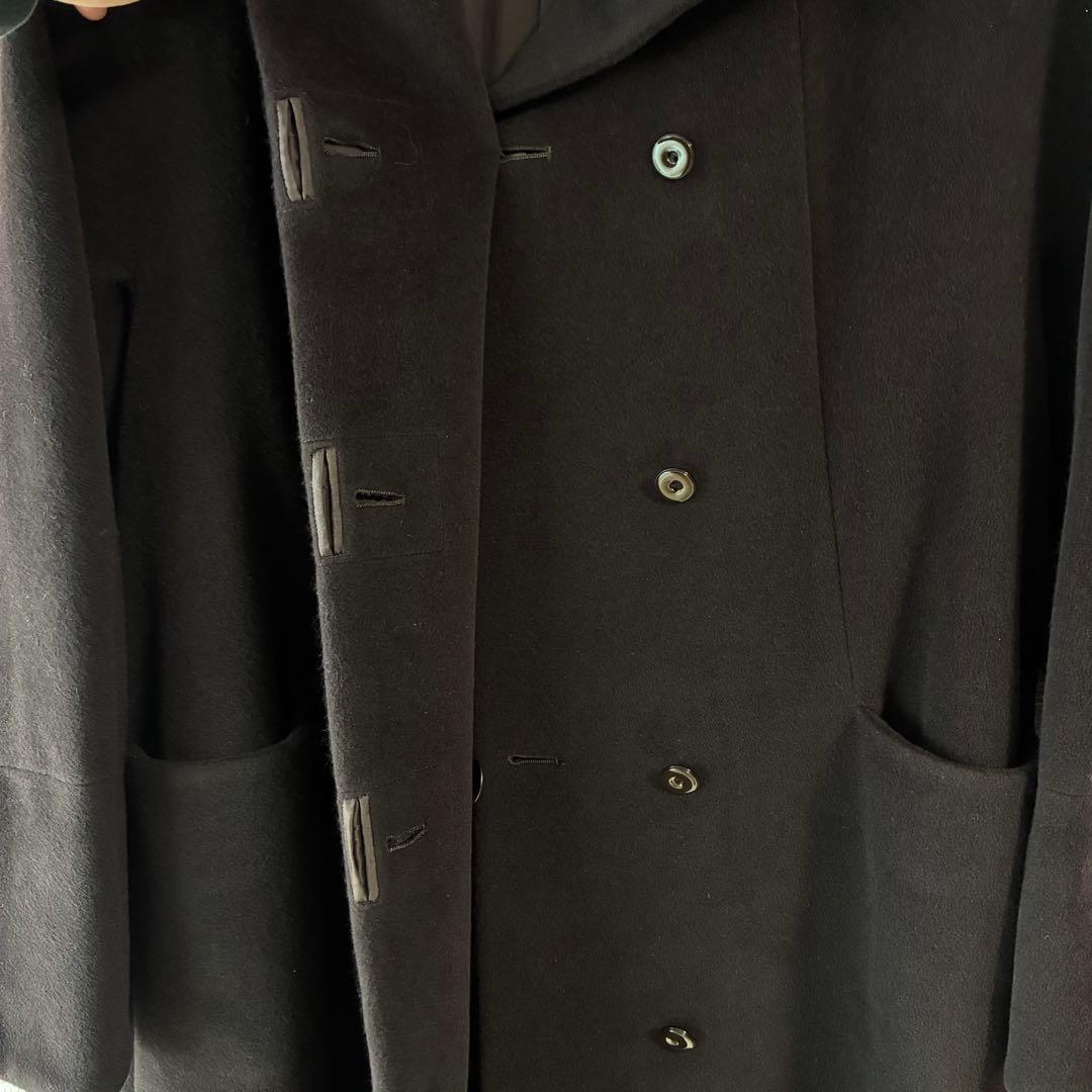 90's ヴィンテージ ステンカラーコート ロングコート ブラック ファー