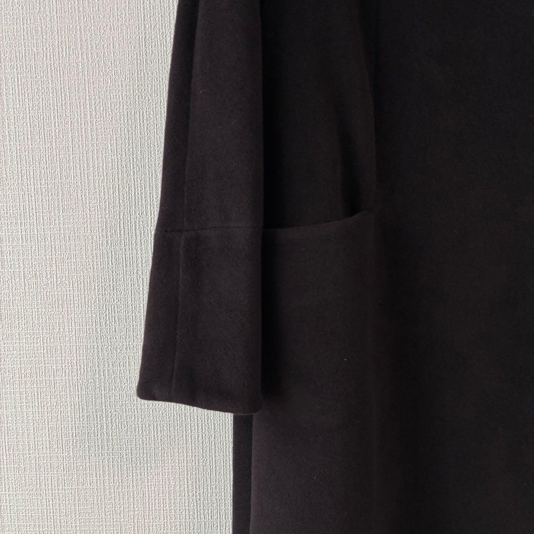 90's ヴィンテージ ステンカラーコート ロングコート ブラック ファー