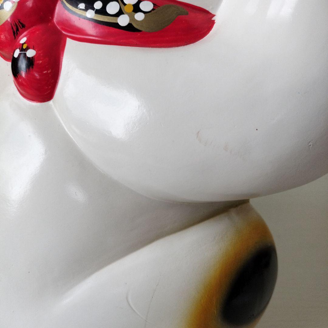 昭和レトロ　招き猫　貯金箱　顔より高い右手上げ　【41.5cm】