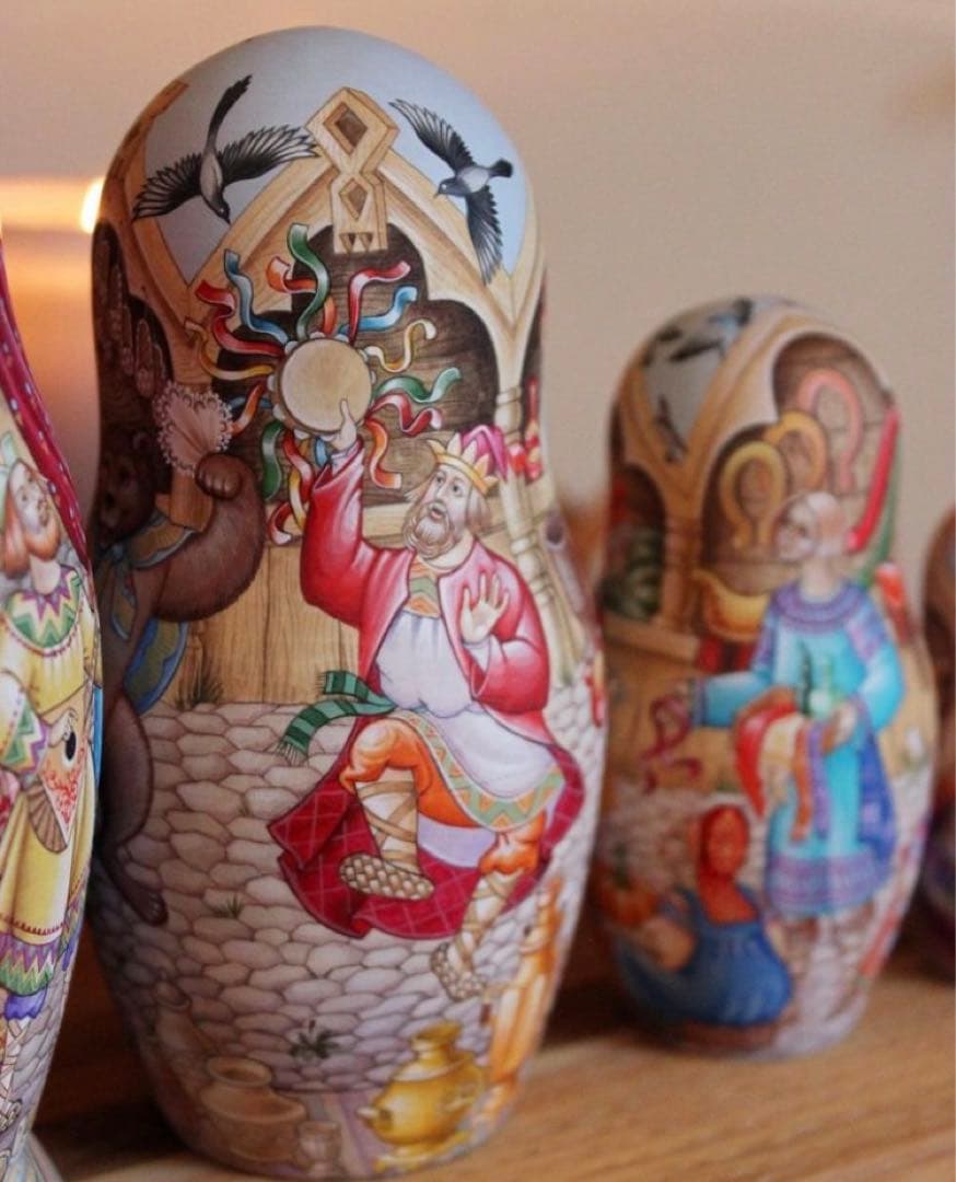 ロシア雑貨☆イコン マトリョーシカ 見本市(5P)H17cmオルガ作コブロフ工房