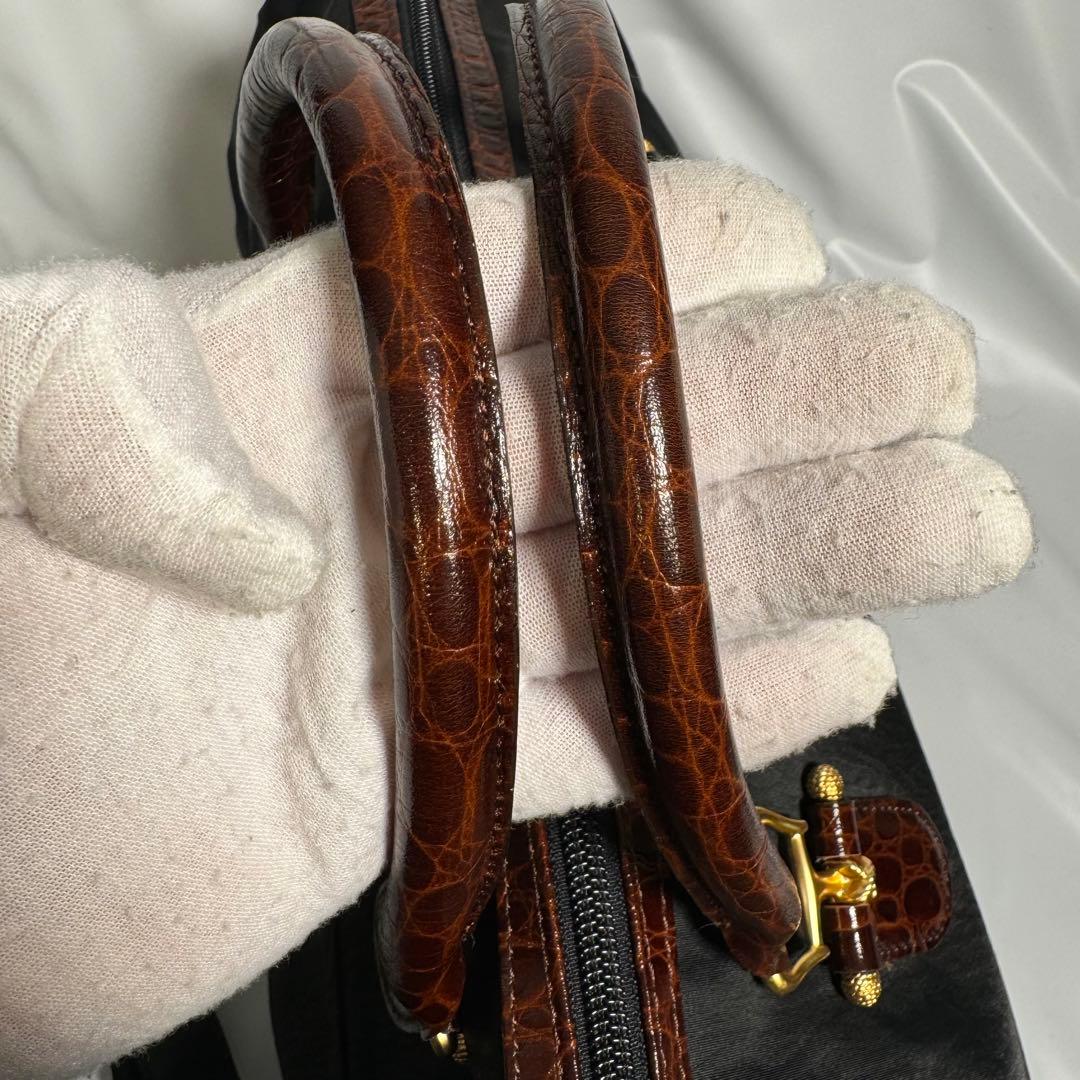 ★極美品★ BALENCIAGA ヴィンテージ ボストンバッグクロコダイル型押し