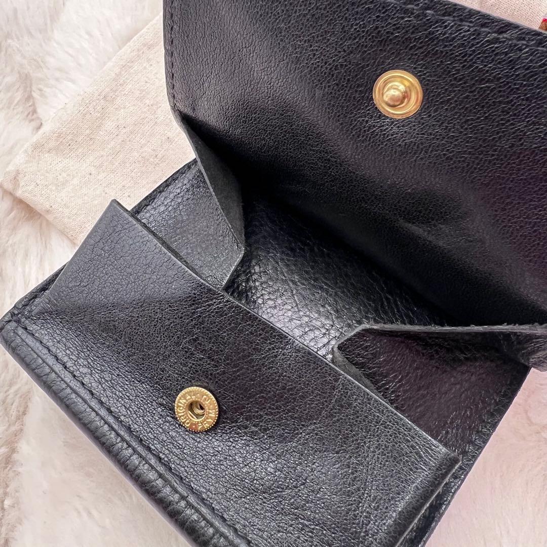 美品✨IL BISONTE 本革 折り財布 ブラック 巾着付