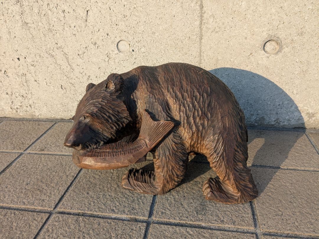 貴重◎ 最高級熊1965年 在銘『秀峰』作 木彫り 熊 置物 細密細工 木工芸