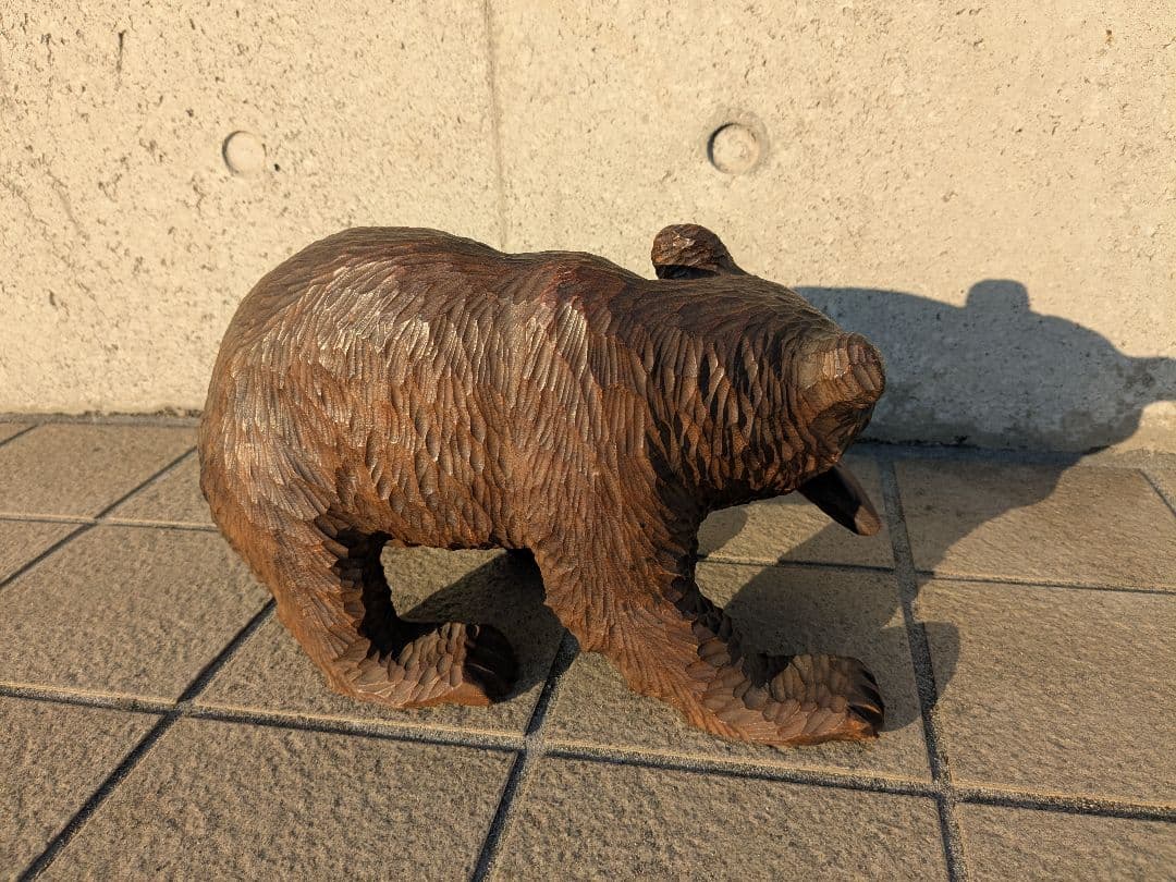 貴重◎ 最高級熊1965年 在銘『秀峰』作 木彫り 熊 置物 細密細工 木工芸