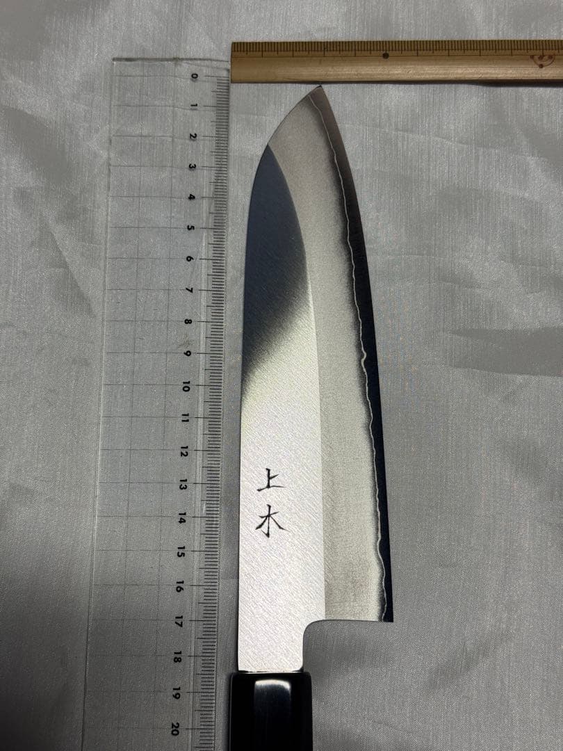 堺佑助造　銀三　包丁　水牛柄　上木